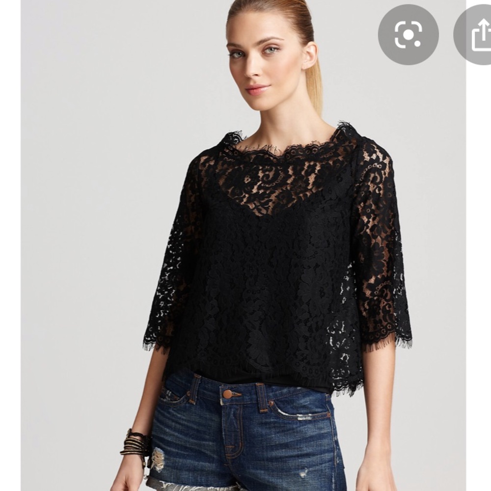 Joie Elvia Black Lace Top